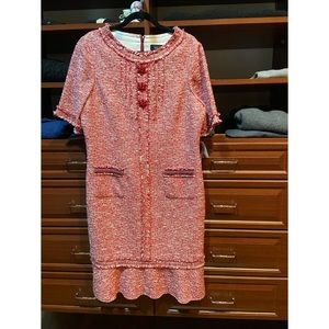 NWT Red Tweed Teri Jon Ruffle Hem Dress